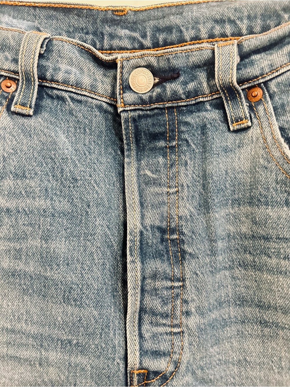 Women’s Vintage Distressed Blue Jeans - Classic Straight Fit - Picture 3 of 10